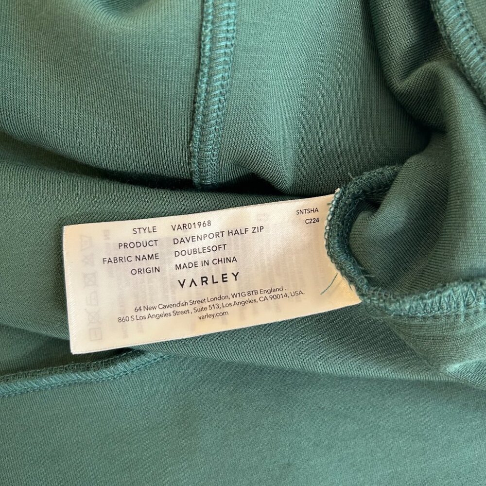 Varley Cropped Quarter-Zip Sweatshirt in Teal Green - Picture 7 of 10